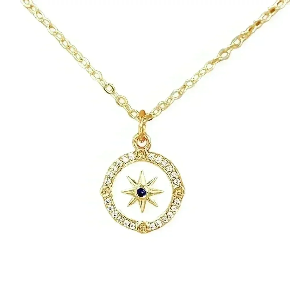Gold compass necklace, dainty minimalist jewelry